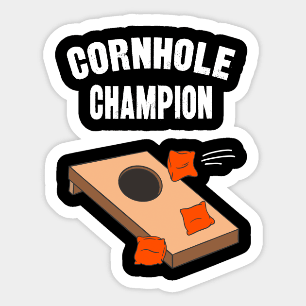 Cornhole Champion Funny Bean Bag Toss Sticker by Foxxy Merch